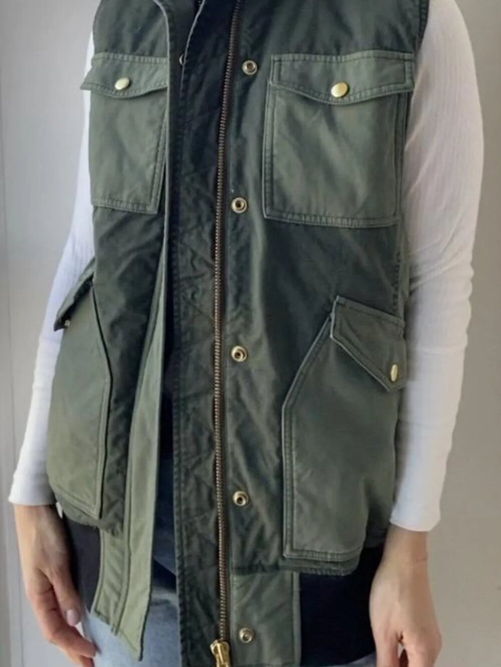 Women’s J. Crew Utility Vest in Cargo Green- Size XXS